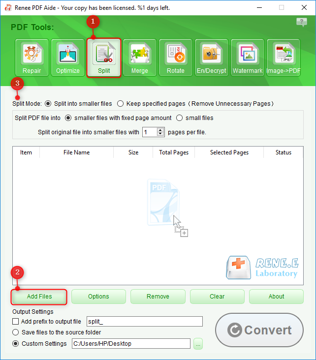 how to split pdf files with renee pdf aide