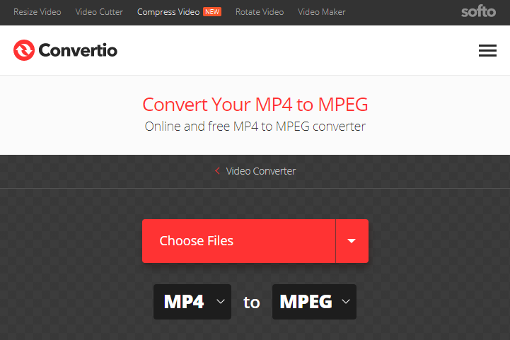 convert mp4 to mpeg on convertio