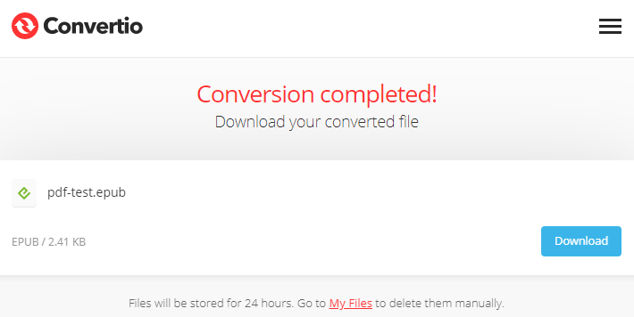 download converted epub from convertio