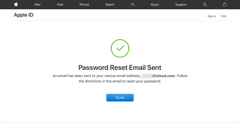 send an email to reset apple id password