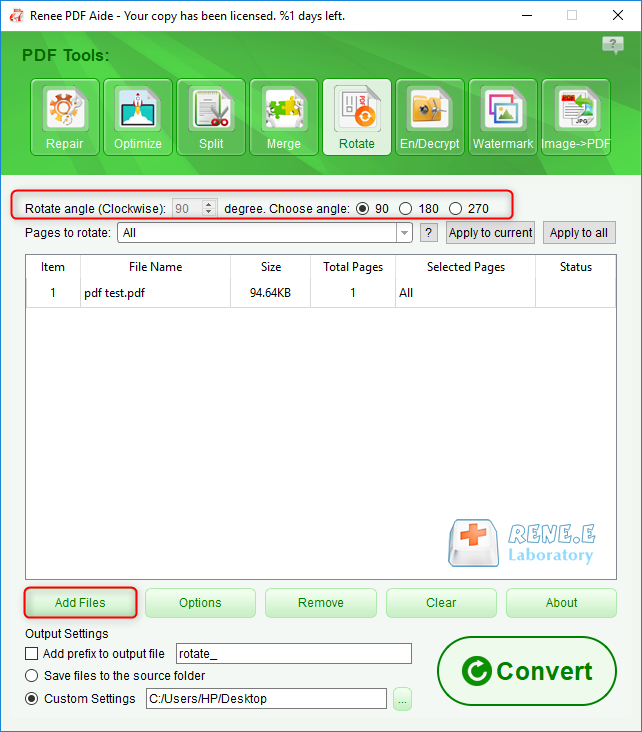 rotate pdf page with PDF Aide