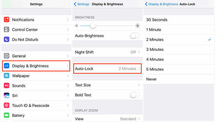 change iphone auto lock screen settings