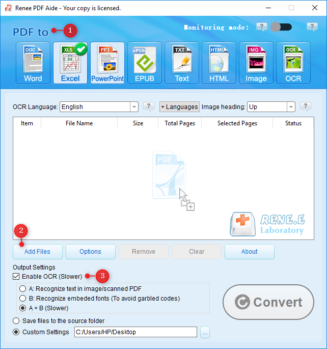 how to convert pdf to excel with renee pdf aide