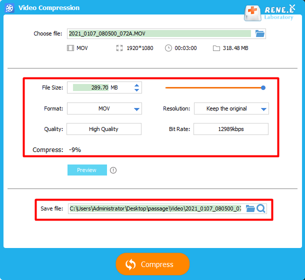 video compression online service settings