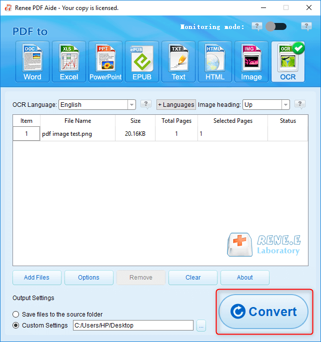 how to convert ocr png to text with renee pdf aide
