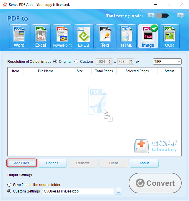 how to convert pdf to tiff with renee pdf aide