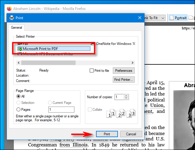 how to save a webpage as a pdf with firefox