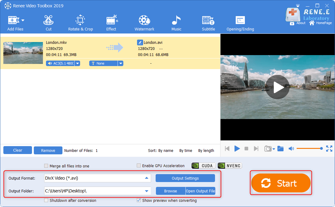how to convert mkv to divx with renee video editor pro