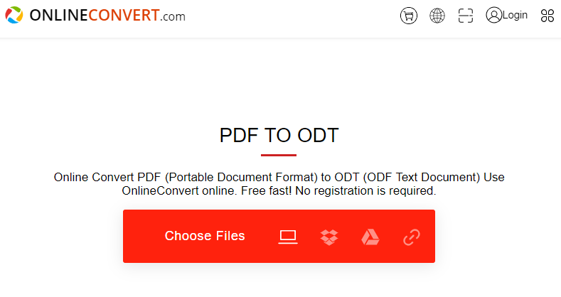 how to convert pdf to odf on onlineconvertcom