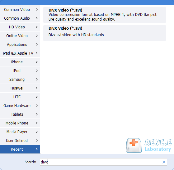 search divx in renee video editor pro