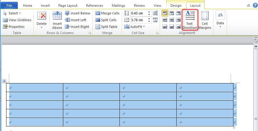 how to rotate a table in microsoft word