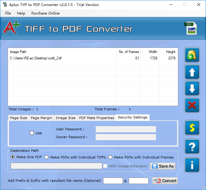 convert tiff to pdf with Aplus TIFF to PDF Converter