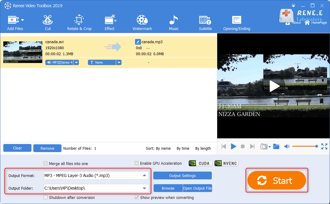 convert avi to mp3 with renee video editor pro