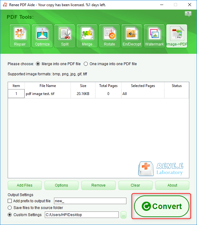 convert tiff to pdf with renee pdf aide