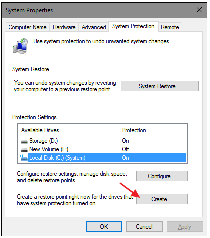 windows 7 how to create restore point