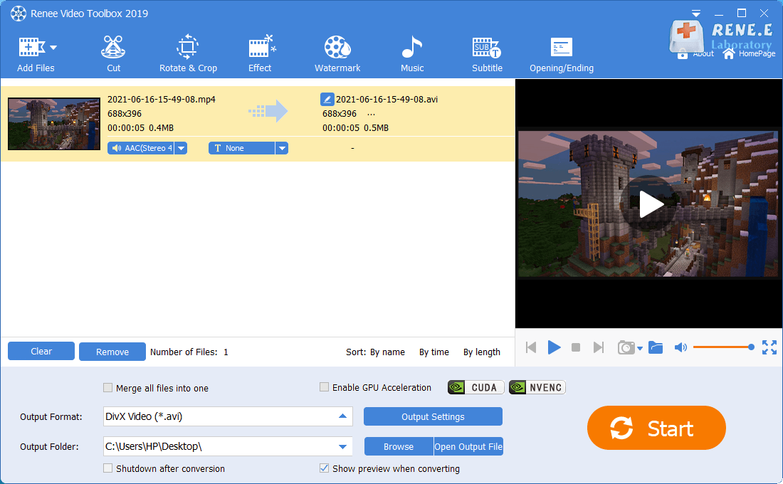 edit recorded minecraft video with renee video editor pro