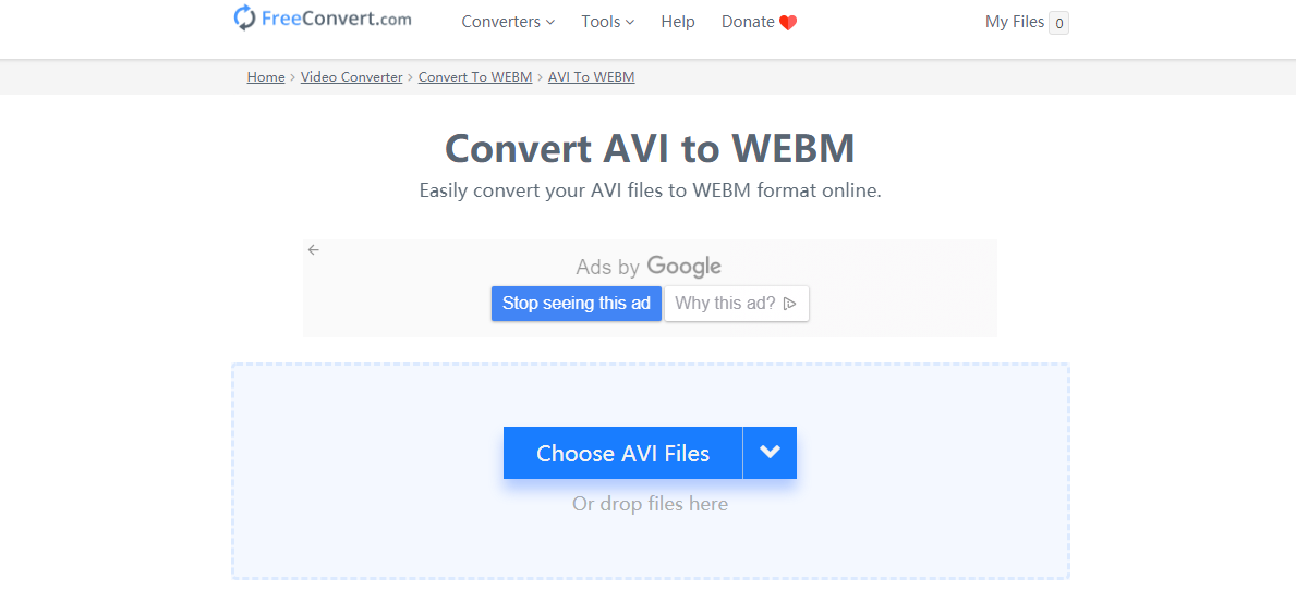 convert avi to webm on freeconvertcom