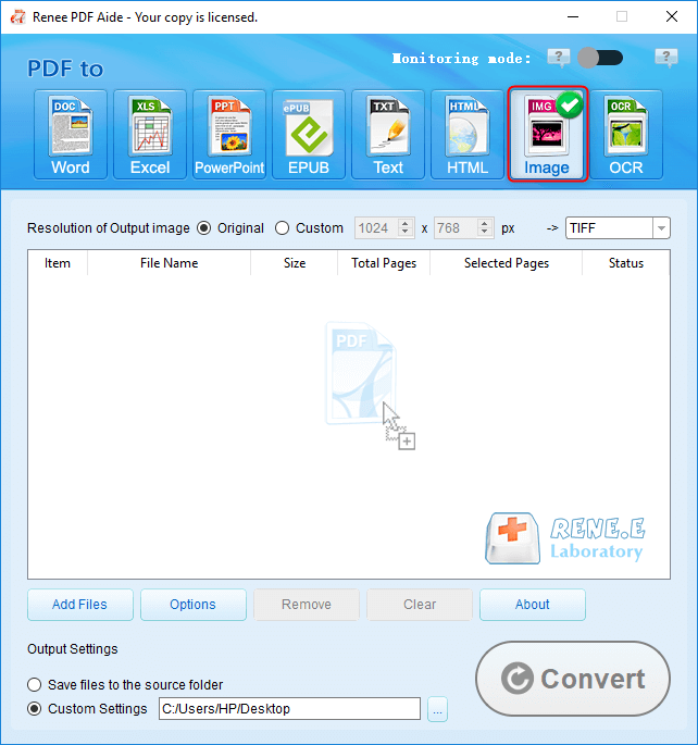 convert pdf to tiff with renee pdf aide