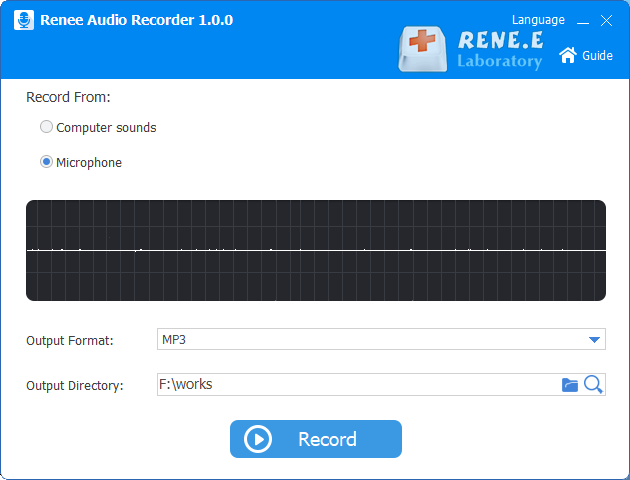 record sounds from microphone with renee audio recorder