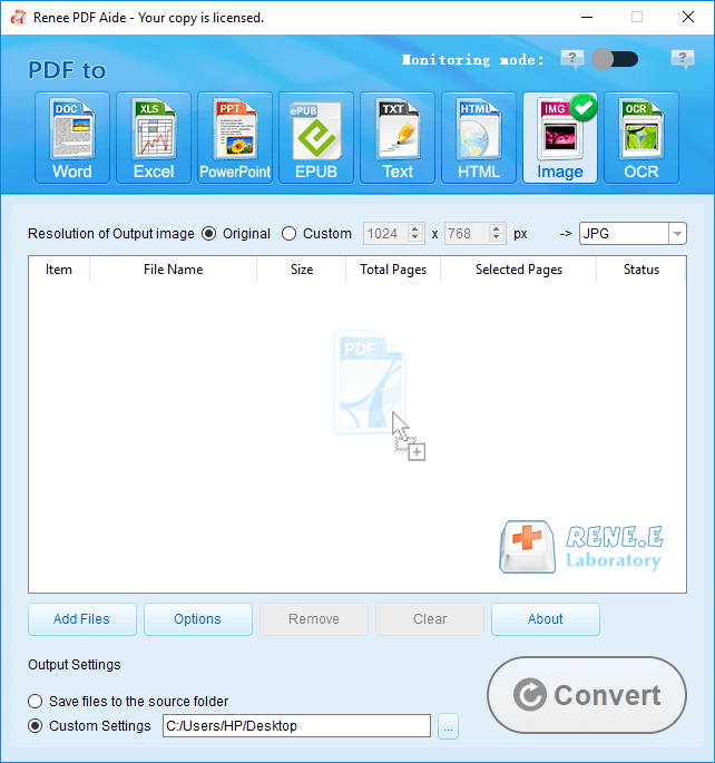 how to convert pdf to jpg on windows 10 with renee pdf aide