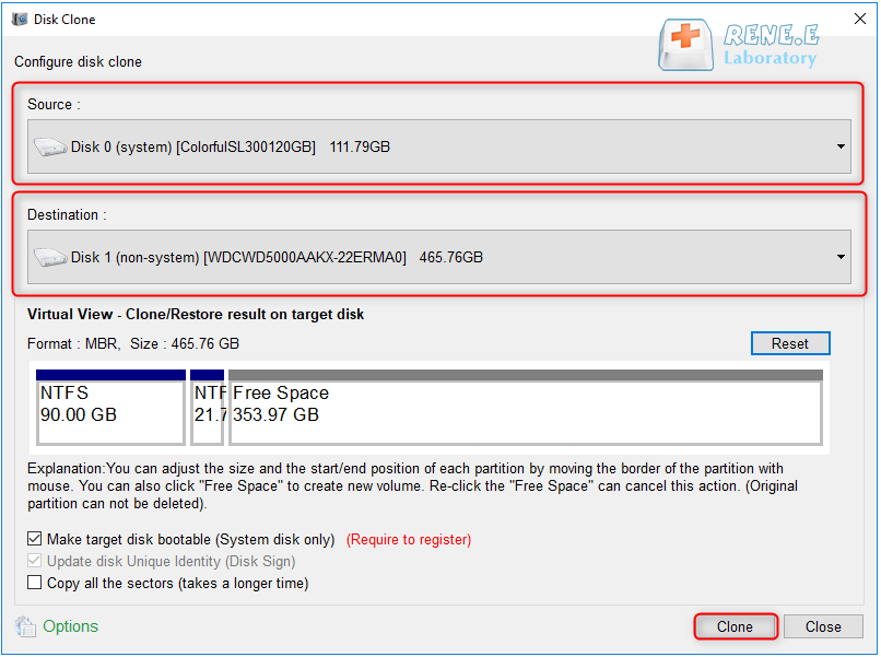 clone disk to samsung ssd with renee becca