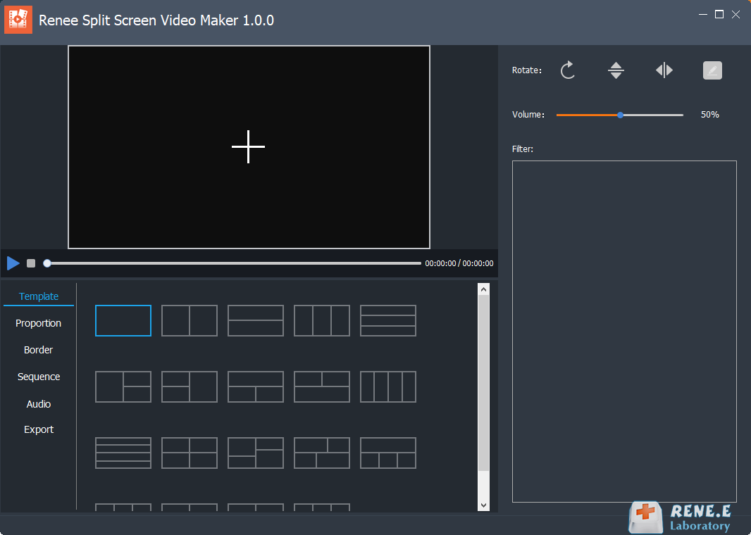 Interfaccia di impostazione dello schermo per i filmati in split-screen