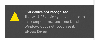 how if usb is not recognized