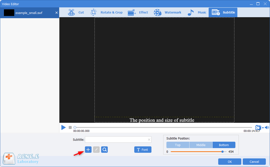 add subtitle to swf video with renee video editor pro