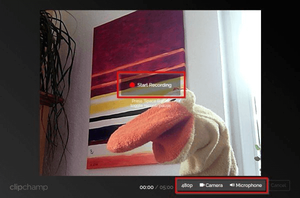 how to use clipchamp webcam online recorder