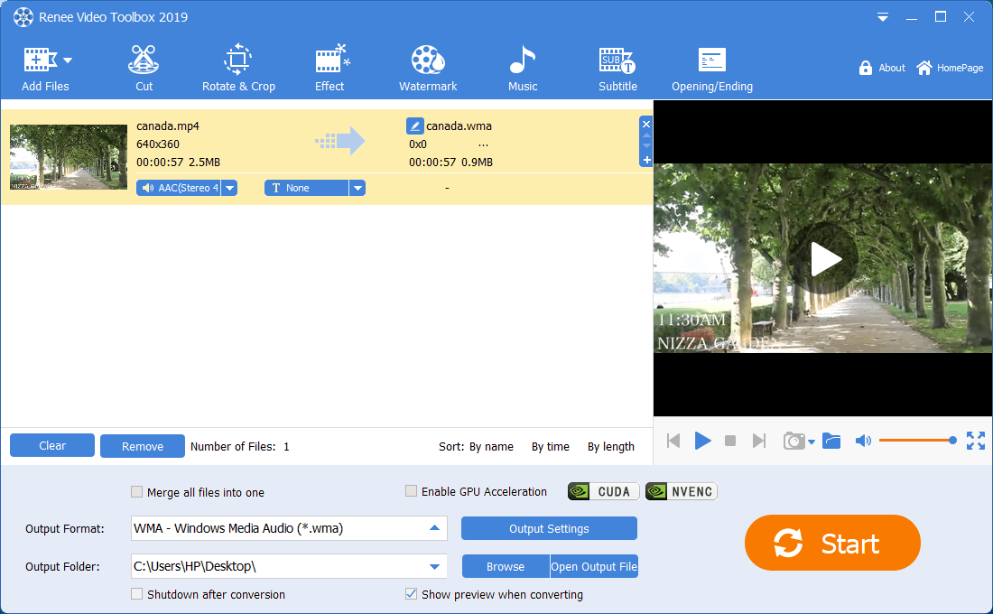 convert youtube mp4 to wma with renee video editor pro