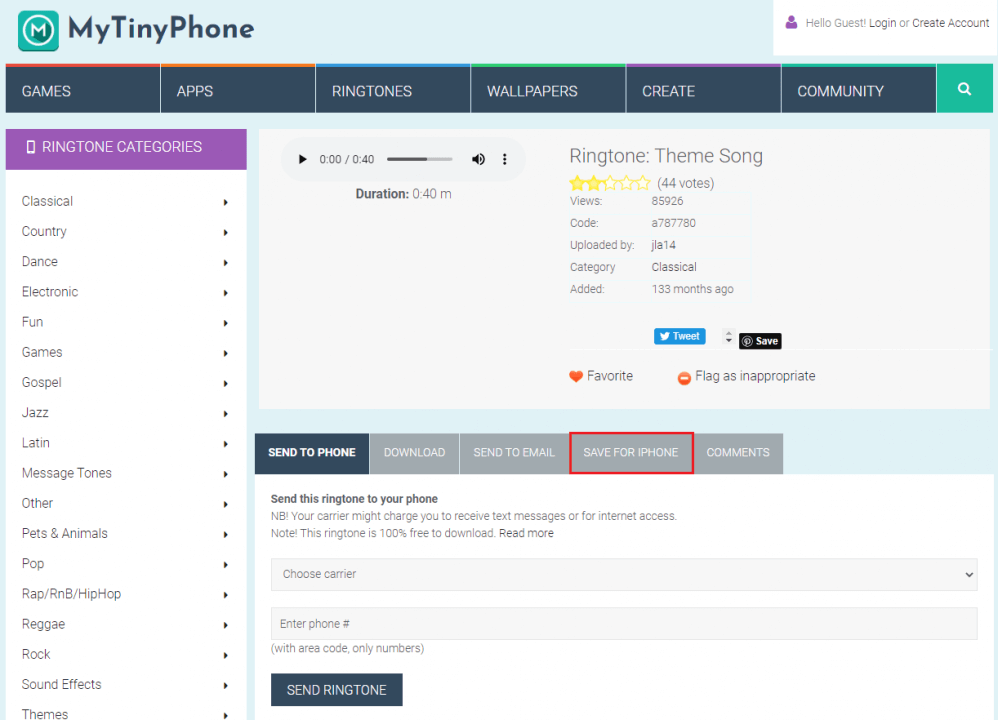 how to get free ringtones for iphone on mytinyphone