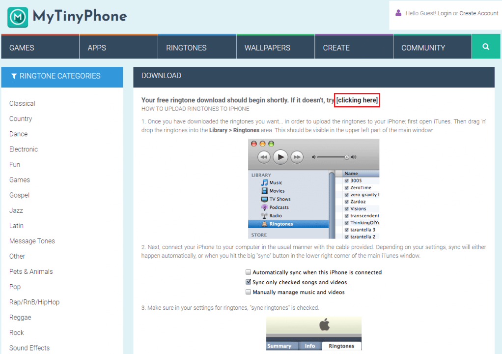 how to get free ringtones for iphone on mytinyphone