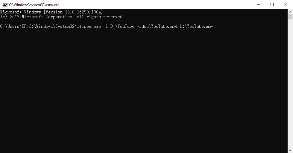 convert youtube to mov with ffmpeg