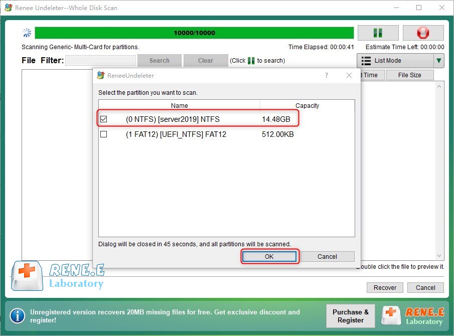 recover partition on SD card with Renee Undeleter