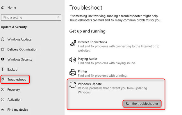 run windows update troubleshooter