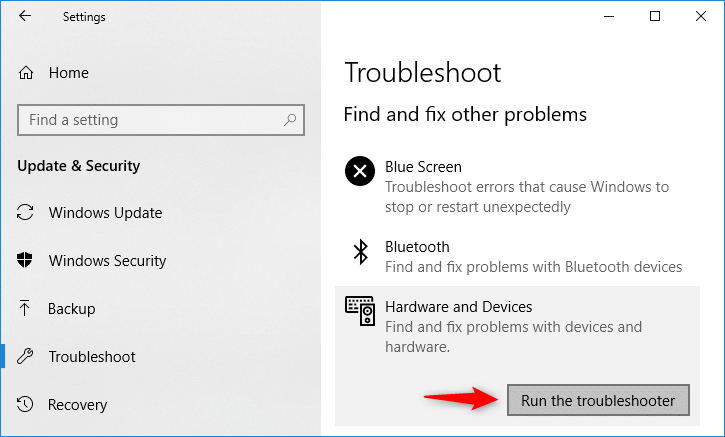 hardware and device troubleshoot