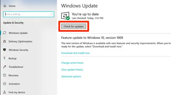 check for updates Windows 10