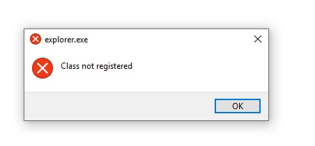 class not registered explorer.exe
