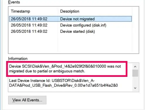 Device was not migrated due to partial or ambiguous match