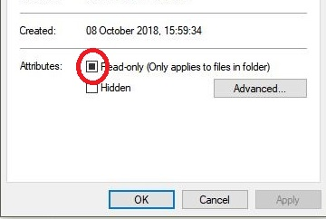 folder keeps reverting to read only