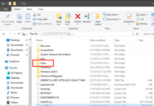 c drive users folder