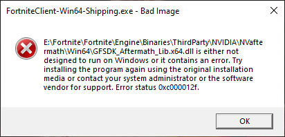 error code 0xc000012f