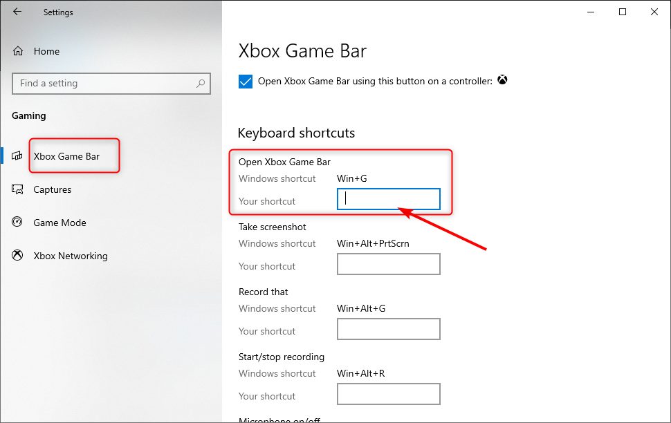 Game Bar shortcut