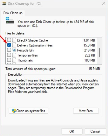 delivery optimization files disk cleanup