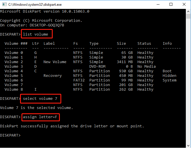 list volume with diskpart