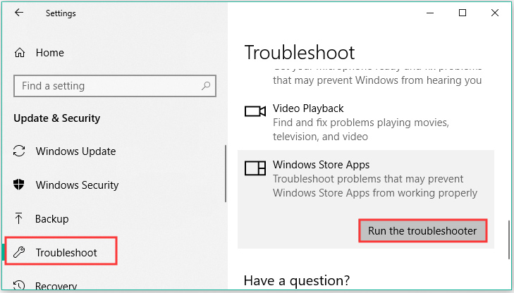 windows store apps troubleshooter