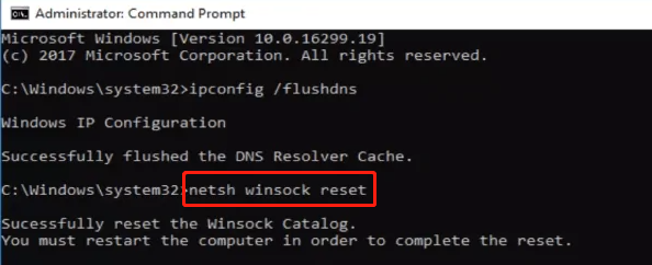 netsh winsock command