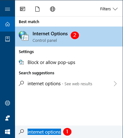internet option windows 