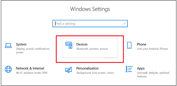 choose devices in windows 10 settings 