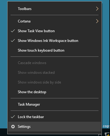 settings on Windows 10